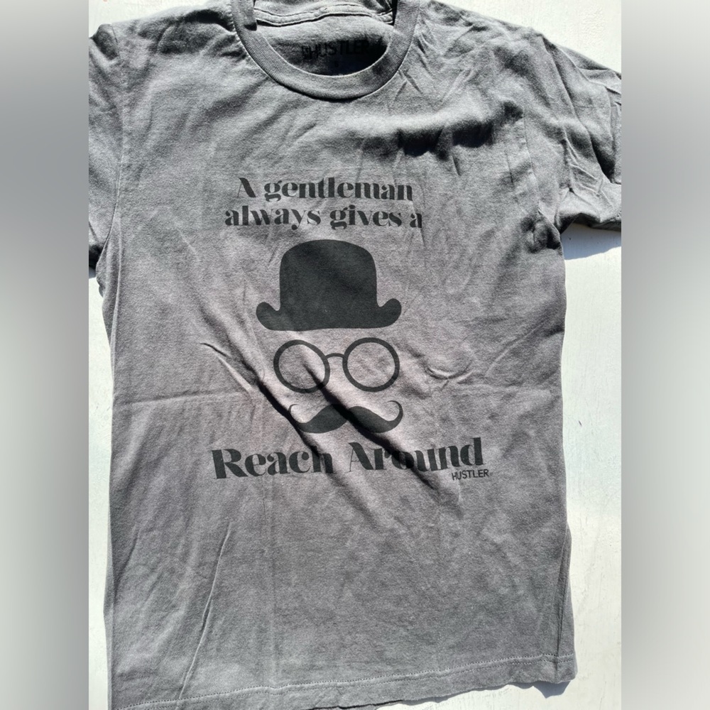 Men's Hustler T-Shirt Gray Groucho Marx S Funny Flynt USA Moustache Iconic Hip